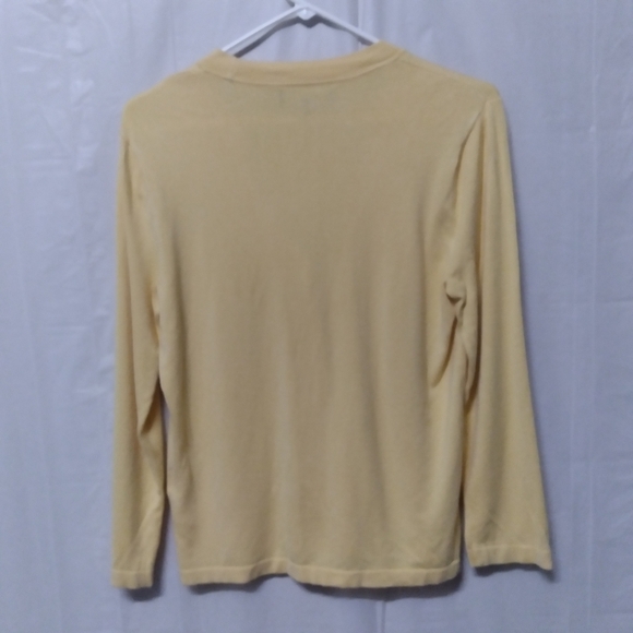 𝅺jones New York Collection Twisted Front Cardigan Light Yellow Long Sleeve Sz S - Picture 6 of 7